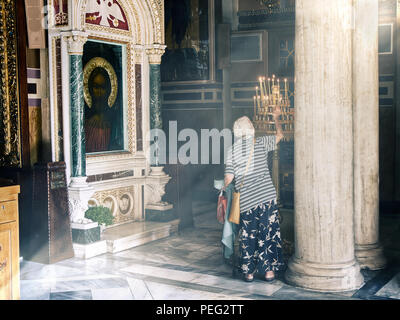 Metropolitan Kathedrale Mariä Verkündigung, Mitropoli. Platz Metropoleos. Athen, Griechenland. Stockfoto