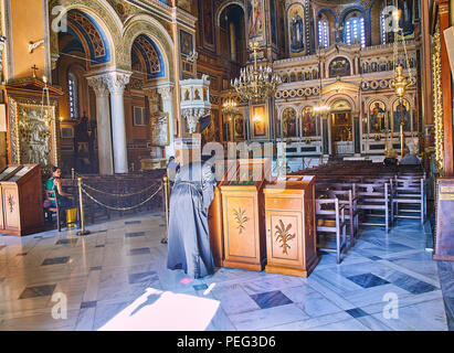 Metropolitan Kathedrale Mariä Verkündigung, Mitropoli. Platz Metropoleos. Athen, Griechenland. Stockfoto