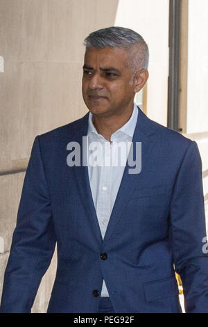 Londoner Bürgermeister Sadiq Khan kommt bei der BBC für die Andrew Marr Show, London, UK bietet: Sadiq Khan Wo: London, England, Großbritannien Wann: 15 Aug 2018 Quelle: Wheatley/WANN Stockfoto