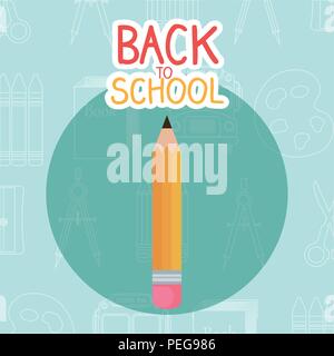 Zurück zu Schule Label mit Bleistift Vector Illustration Design Stock Vektor