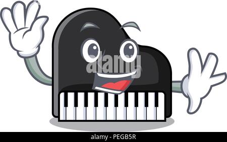 Winkende piano Charakter Cartoon Stil Stock Vektor