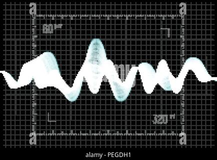Equalizer Vector Illustration. Abstrakte Welle Symbol für Musik und Sound. Pulsation Farbe wellenförmige Bewegung Linien auf schwarzem Hintergrund. Radio Frequency Graph. Grafik digital Voice. Boersenkurs Linie. Stock Vektor