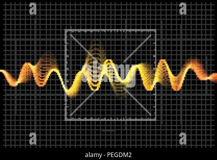 Equalizer Vector Illustration. Abstrakte Welle Symbol für Musik und Sound. Pulsation Farbe wellenförmige Bewegung Linien auf schwarzem Hintergrund. Radio Frequency Graph. Grafik digital Voice. Boersenkurs Linie. Stock Vektor