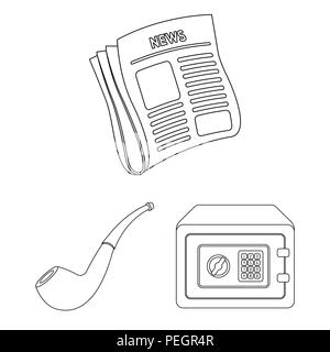 Detektiv und Attributen umriss Symbole im Set Sammlung für Design. Detektei vektor Symbol lieferbar Abbildung. Stock Vektor
