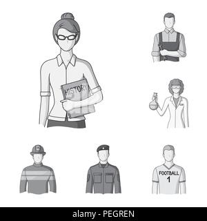 Menschen verschiedener Berufe monochrome Icons im Set Sammlung für Design. Arbeitnehmer und Spezialist vektor Symbol lieferbar Abbildung. Stock Vektor