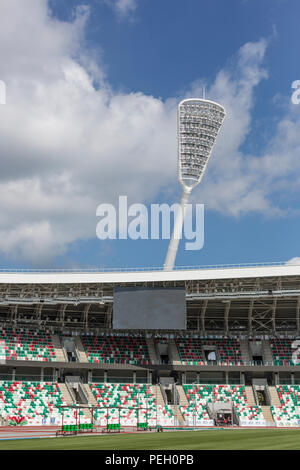Minsk, Weißrussland, 14. August 2018 - Nationale Olympische Stadion Dinamo ist ein multifunktionales Fußball und Sport Stadion in Minsk, Weißrussland, nach einer Stockfoto