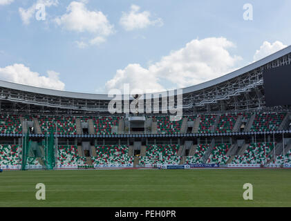 Minsk, Weißrussland, 14. August 2018 - Nationale Olympische Stadion Dinamo ist ein multifunktionales Fußball und Sport Stadion in Minsk, Weißrussland, nach einer Stockfoto