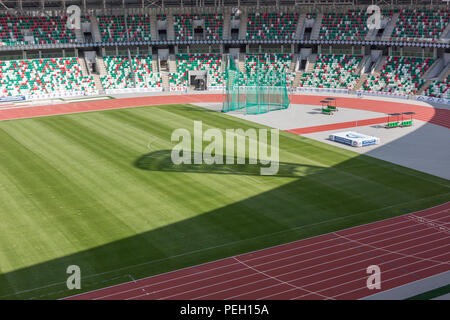 Minsk, Weißrussland, 14. August 2018 - Nationale Olympische Stadion Dinamo ist ein multifunktionales Fußball und Sport Stadion in Minsk, Weißrussland, nach einer Stockfoto