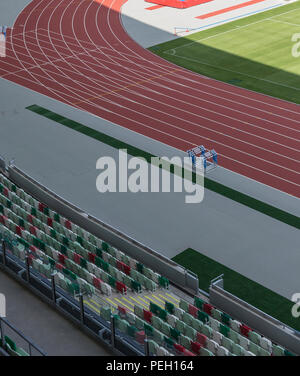 Minsk, Weißrussland, 14. August 2018 - Nationale Olympische Stadion Dinamo ist ein multifunktionales Fußball und Sport Stadion in Minsk, Weißrussland, nach einer Stockfoto