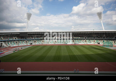 Minsk, Weißrussland, 14. August 2018 - Nationale Olympische Stadion Dinamo ist ein multifunktionales Fußball und Sport Stadion in Minsk, Weißrussland, nach einer Stockfoto
