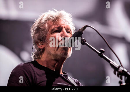 Norwegen, Oslo - August 14, 2018. Der englische Sänger, Songwriter und Musiker Roger Waters führt ein Live Konzert in der Telenor Arena in Oslo als Teil der Uns + Sie Tour 2018. (Foto: Gonzales Foto - Terje Dokken) Credit: Gonzales Foto/Alamy leben Nachrichten Stockfoto