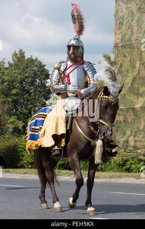 Polen, Warschau: Reenactors präsentieren Uniformen und Waffen aus verschiedenen Epochen der polnischen Militärgeschichte bei der jährlichen Militärparade in der polnischen Hauptstadt. Stockfoto