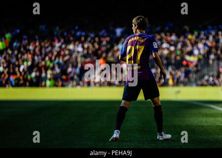 Miranda aus Spanien während der Joan Gamper Trophäe Spiel zwischen dem FC Barcelona und CA Boca Juniors im Camp Nou Stadion in Barcelona, am 15. August 2018, Spanien. 15 Aug, 2018. Quelle: AFP 7/ZUMA Draht/Alamy leben Nachrichten Stockfoto