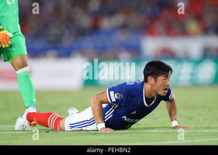 Kanagawa, Japan. 15 Aug, 2018. Yuzo Kurihara (FMarinos) Fußball: 2018 J1 Liga Match zwischen Yokohama FMarinos 1-2 Nagoya Grampus bei Nissan Stadion in Kanagawa, Japan. Credit: yohei Osada/LBA SPORT/Alamy leben Nachrichten Stockfoto