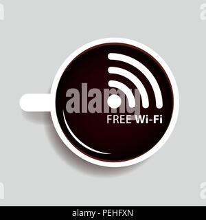 Kostenfreies WLAN Symbol in einer Kaffeetasse Vektor-illustration EPS 10. Stock Vektor