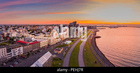 Sonnenuntergang, Reykjavik, Island Stockfoto