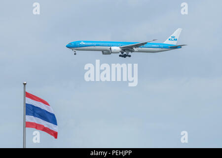 Bangkok, Thailand, 12. Aug 2018: KLM Reg. Nr. PH-BVO B 777-306 (ER) Flug KLM 875 von AMS zur Landung der BKK Stockfoto