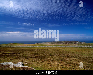 Ansicht: 5-15 von Threequarter Wand- & North End von Mitte Park, Lundy Island, Devon, Großbritannien: Eine viktorianische Trockenmauern Wall E - W Division North Farm in zwei. Stockfoto