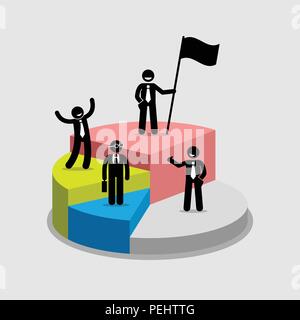 Vektorgrafiken Diagramm gibt eine Gewinnbeteiligung, erfolgreiche Partnerschaften, Aktien der Gesellschaft Eigentümer und Aktionäre. Stock Vektor