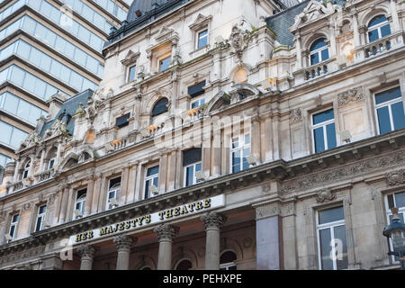 Ihr majestys Theatre in London, England. Stockfoto