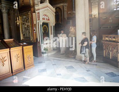 Metropolitan Kathedrale Mariä Verkündigung, Mitropoli. Platz Metropoleos. Athen, Griechenland. Stockfoto