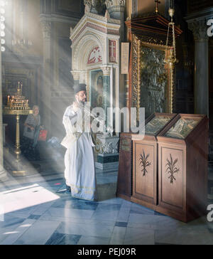 Metropolitan Kathedrale Mariä Verkündigung, Mitropoli. Platz Metropoleos. Athen, Griechenland. Stockfoto