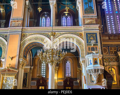 Metropolitan Kathedrale Mariä Verkündigung, Mitropoli. Platz Metropoleos. Athen, Griechenland. Stockfoto