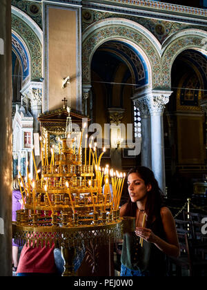 Metropolitan Kathedrale Mariä Verkündigung, Mitropoli. Platz Metropoleos. Athen, Griechenland. Stockfoto