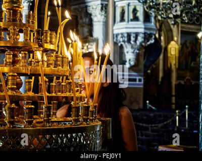 Metropolitan Kathedrale Mariä Verkündigung, Mitropoli. Platz Metropoleos. Athen, Griechenland. Stockfoto