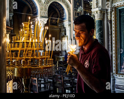 Metropolitan Kathedrale Mariä Verkündigung, Mitropoli. Platz Metropoleos. Athen, Griechenland. Stockfoto