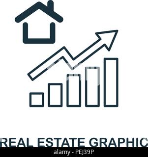 Immobilien grafisches Symbol erhöhen. Mobile Apps, Drucken und mehr. Einfaches Element singen. Monochrome Immobilien grafisches Symbol Abbildung vergrößern. Stock Vektor