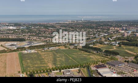 Luftaufnahme Lelystad, Hauptstadt der Provinz Flevoland, Niederlande Stockfoto