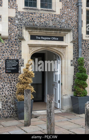 Äußere des Register Office im Zentrum von Winchester, Hampshire, UK Stockfoto