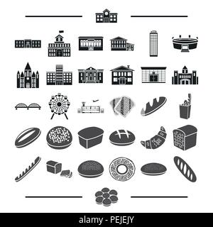 Erholung, Unterhaltung, Produktion und anderes Symbol in schwarz Stil. Objekt, Büro, Bau, Symbole in der Sammlung. Stock Vektor