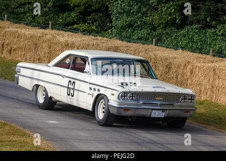 1963 Ford Galaxie 500, Jack Sears 1963 BSCC Auto gewinnen, hier von Bill Shepherd am Goodwood Festival 2018 von Geschwindigkeit, Sussex, UK. Stockfoto