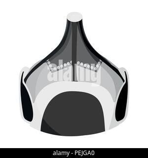 Mongolische militärischen Helm. metall Helm konische Form. Mongolei einzelnen Symbol in Schwarzweiß-Stil vektor Symbol lieferbar web Abbildung. Stock Vektor