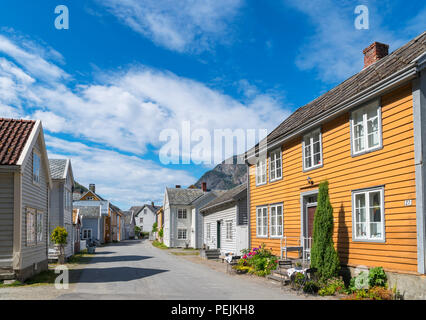 Traditionelle Holzhäuser in Laerdal (Laerdalsøyri), Sogn og Fjordane, Norwegen Stockfoto