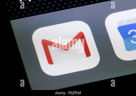 Google GMail App auf iPhone Bildschirm - USA Stockfoto