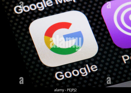 Google App auf iPhone Bildschirm - USA Stockfoto