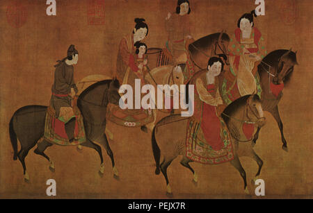 Noblewomen zu Pferd, nachdem Chang das Hsuan Stockfoto