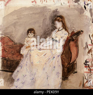 Des Künstlers Schwester Edma mit ihrer Tochter Jeanne, Morisot, Berthe Stockfoto