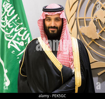 Prinz Mohammed Bin Salman Al Saud, Kronprinz, Königreich Saudi-Arabien, bei den Vereinten Nationen in New York City am 27. März 2018. Stockfoto