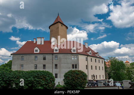 Östlichen prismatischer Turm der Burg Veveri in Brünn, Tschechische Republik Stockfoto