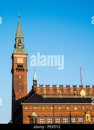 Kopenhagener Rathaus, Københavns Rådhus, Kopenhagen, Seeland, Dänemark, Europa. Stockfoto