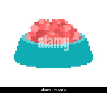 Haustier Futternapf pixel § 8 bit Katze und Hund. Vector Illustration Stock Vektor