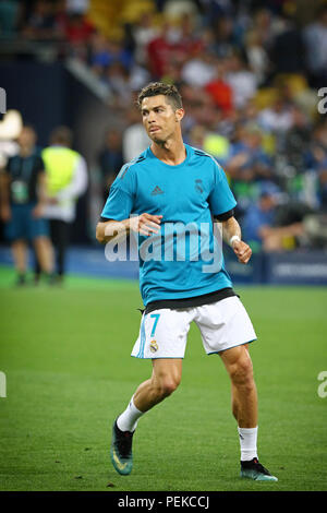 Kiew, Ukraine - 26. MAI 2018: Cristiano Ronaldo von Real Madrid in Aktion während des Trainings vor dem Finale der UEFA Champions League 2018 Spiel agai Stockfoto