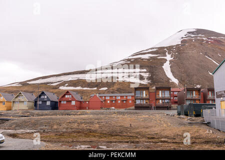 Häuser in Longyearbyen, Svalbard, Norwegen. Stockfoto