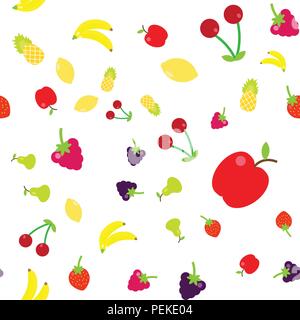 Vector Illustration. Bunte Früchte im Stil der Wohnung in eine zufällige Stock Vektor