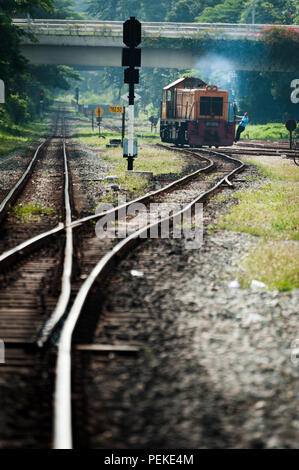 Rangierlok rangieren in der Nähe der alten Tanjong Pagar Bahnhof in Singapur Stockfoto