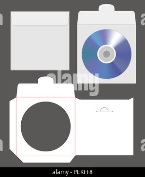 Standard disc Umschlag mockup mit dieline Schnitt Stock Vektor